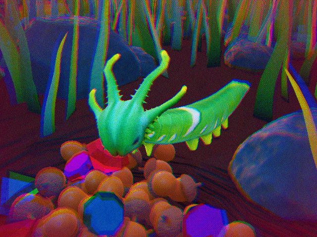 a 3d animation of a dragon headed caterpillar