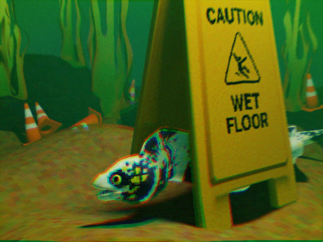 a 3d animation of a snowflake eel