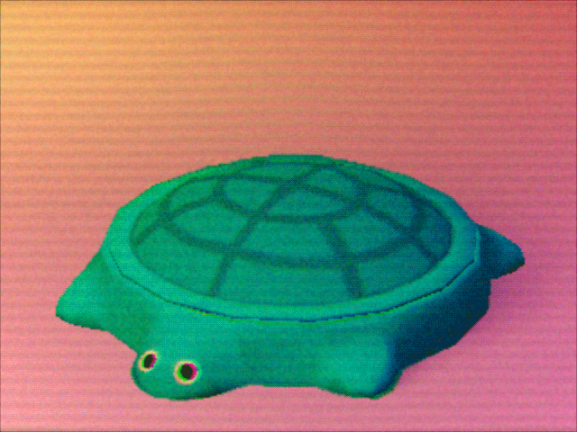 a 3d animation of a children's turtle sandbox filled with ramen